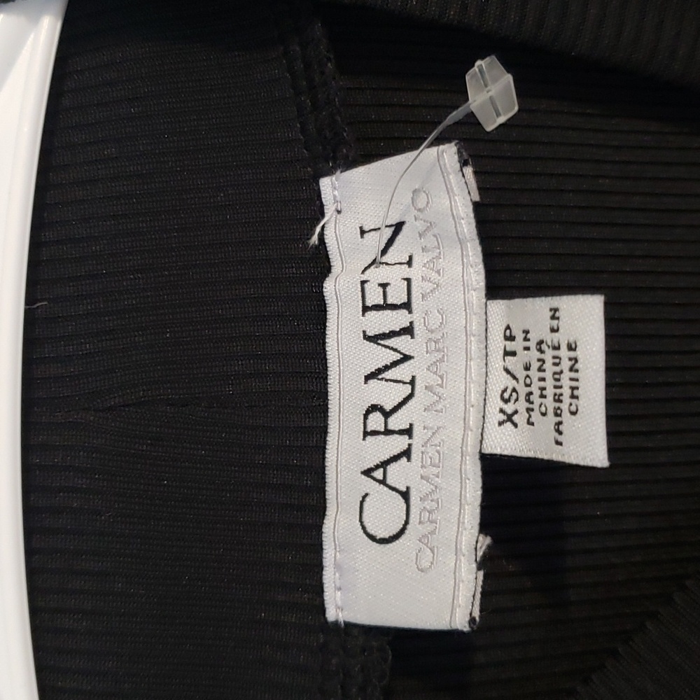 Carmen Marc Valvo black long sleeve shirt - Picture 3 of 16